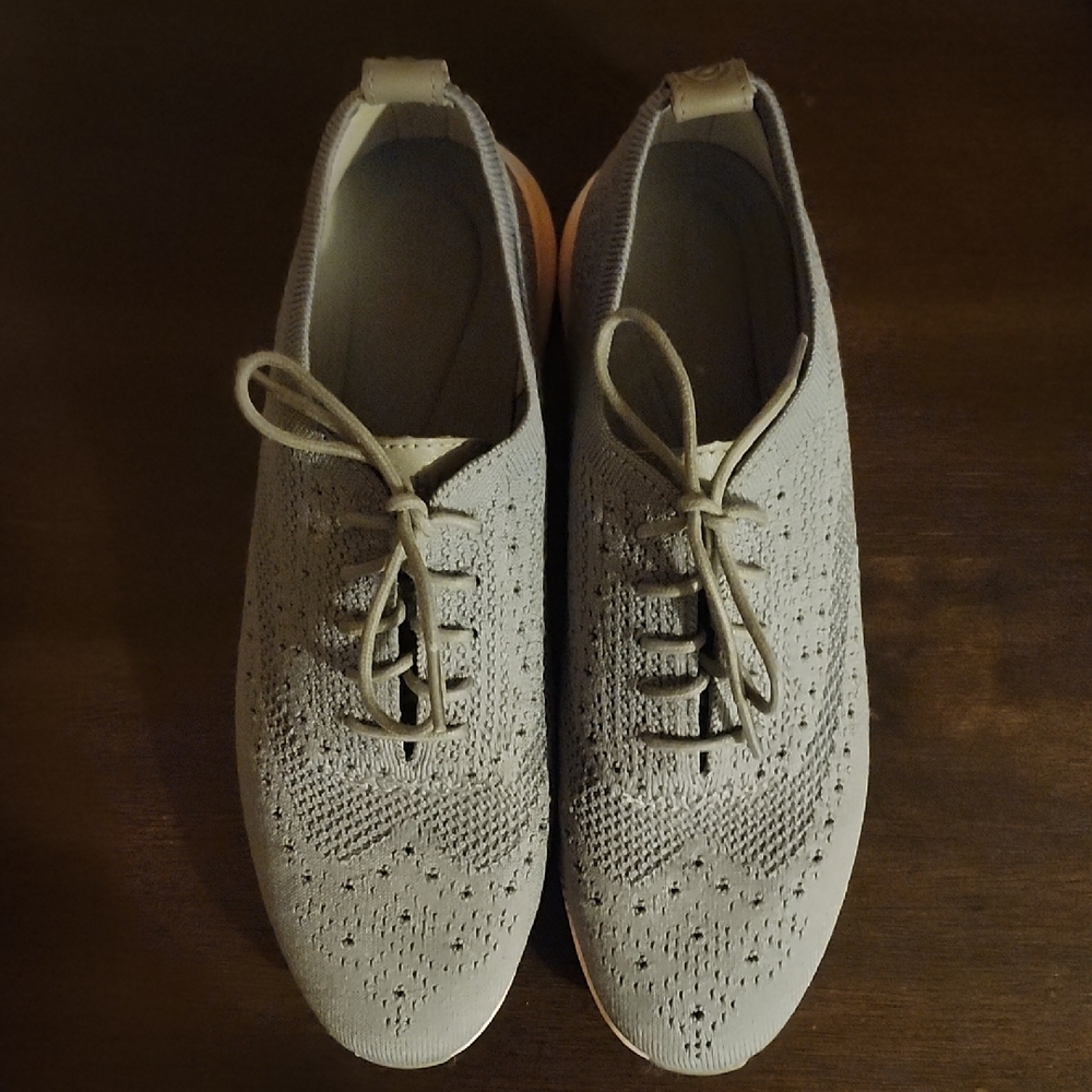 Cole Haan Light Gray Knit Lace-Up Flats